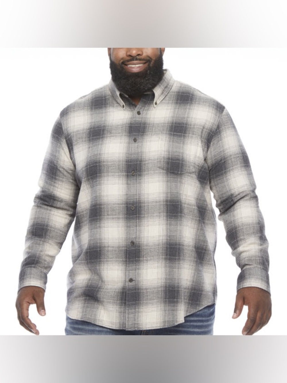 The Foundry Supply Co. Long Sleeve Button-Down Cotton Flannel Plaid Shirt Jacket